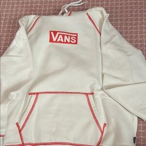 Vans White Hoodie with Red Accents